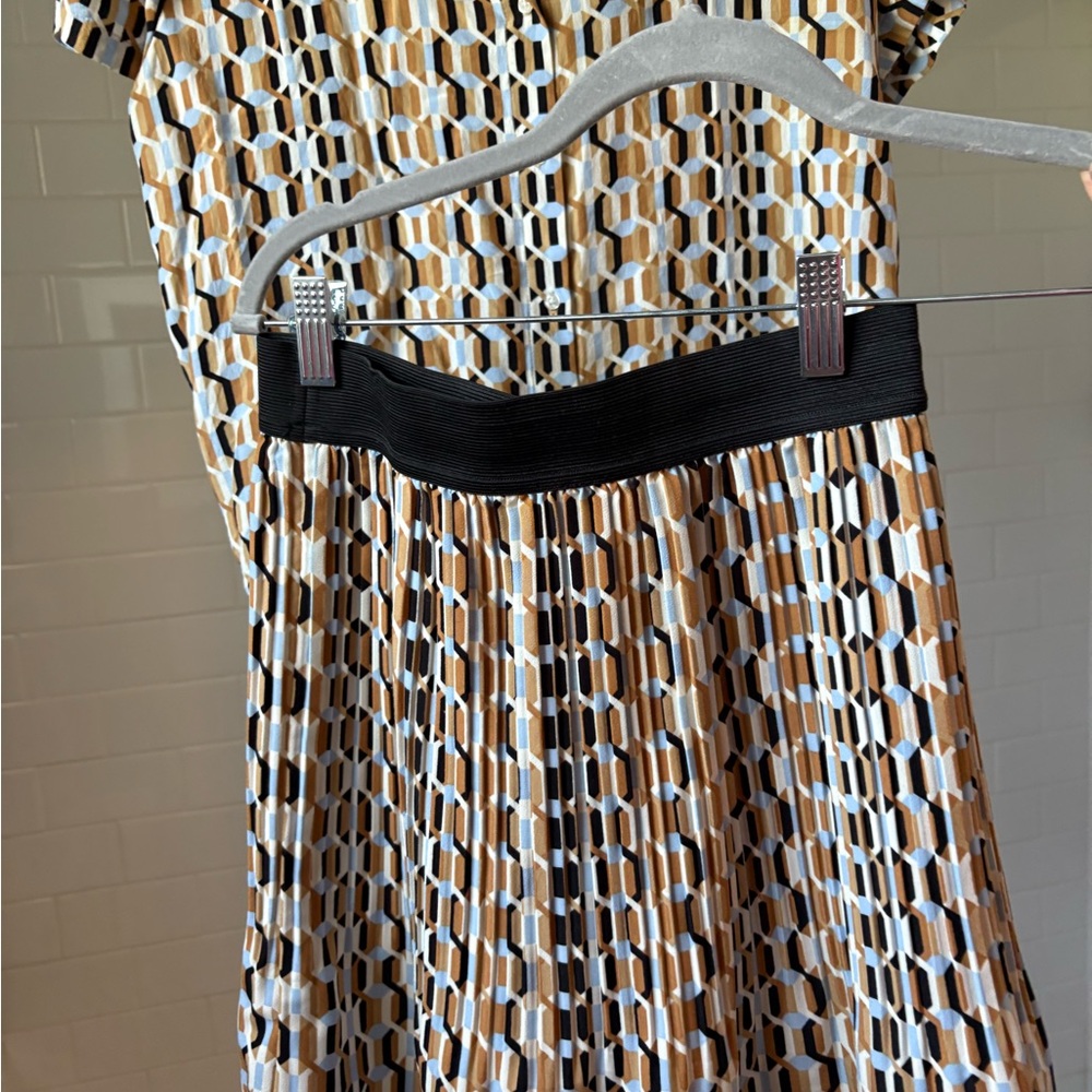 Maje Multicolor Geometric skirt and shirt set.